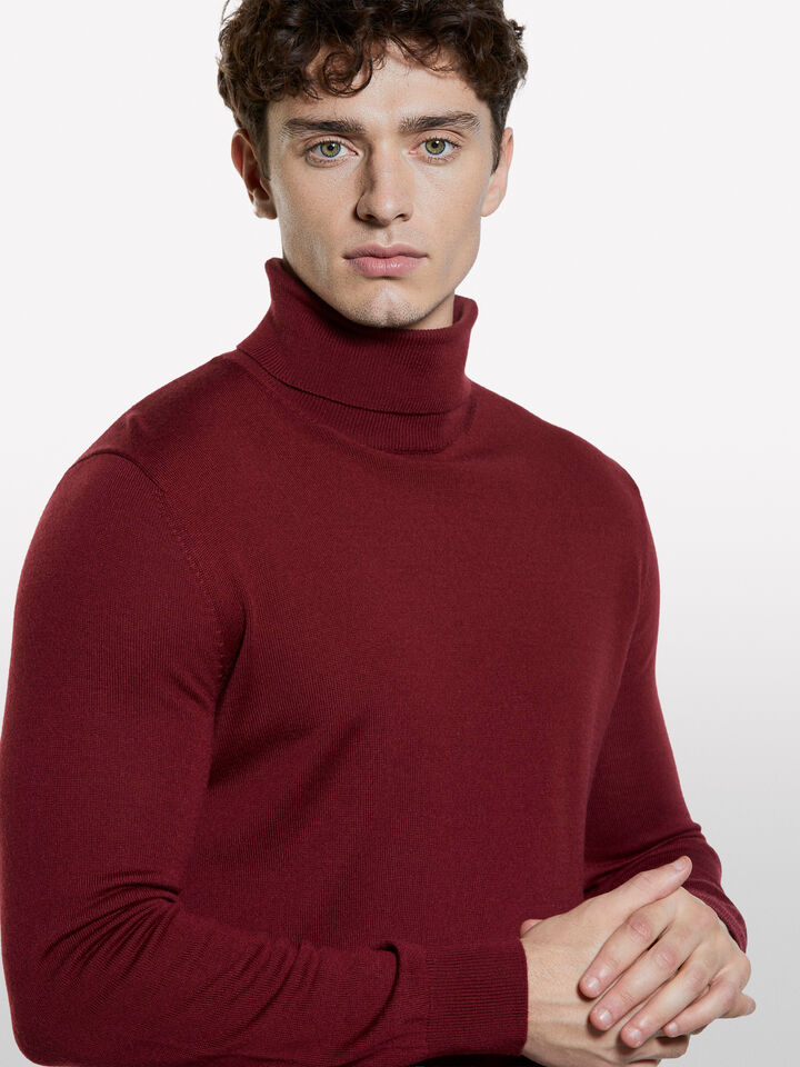 Maglia rosso granato con collo alto - maglie collo alto da uomo - Bordeaux | Sisley image number 4